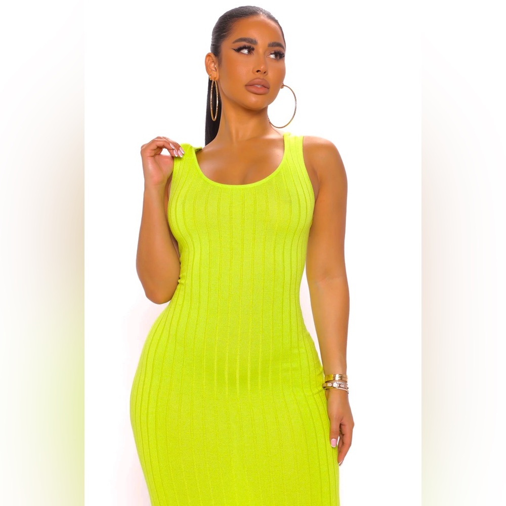 Windsor Neon Yellow Ribbed Dress